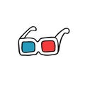3d glasses doodle icon, vector illustration Royalty Free Stock Photo