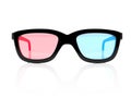 3d glasses. Red and blue spectacles for movie theater