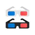 3D glasses vector illustration of flat. A pair of 3D glasses. Isolaited on white background Royalty Free Stock Photo