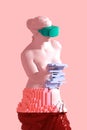 3d glitch of venus de milo on pink background