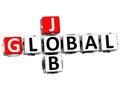 3D Global Cloud Job Crossword cube words Royalty Free Stock Photo