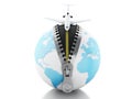 3d Globe with airplane on top.