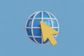 3D Globe and Cursor Icon on a Blue Background Royalty Free Stock Photo