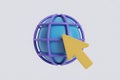 3D Globe with Cursor Icon - Internet and Technology Concept Royalty Free Stock Photo