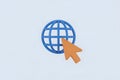 3D Globe and Cursor Icon on a Light Blue Background Royalty Free Stock Photo