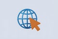 3D Globe and Cursor Icon: Symbolizing Internet and Connectivity Royalty Free Stock Photo