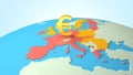 3D Globe with the euro symbol Royalty Free Stock Photo