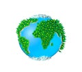 3D globe, Isolated green planet, peace earth.