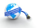 3d Globe with Optic fiber cable