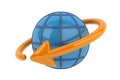 3D Globe with Orange Arrow Orbiting Around It Royalty Free Stock Photo