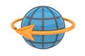 3D Globe with Orange Arrow Symbolizing Global Connection and Movement Royalty Free Stock Photo