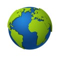 3d globe. Round world map with green continents and blue oceans, america africa and europe, earth planet in space