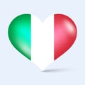 Glossy heart shape national flag of Italy vector illustration Royalty Free Stock Photo