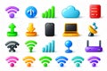 3D glossy icons representing internet, network, cloud, and devices Royalty Free Stock Photo