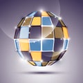 3D glossy mirror ball created from geometric figures. Vector festive illustration - eps10 dimensional bright precious stone. Royalty Free Stock Photo