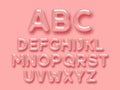 3d glossy pink alphabet vector set.