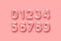 3d glossy pink number vector set.