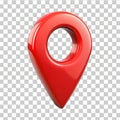 3d glossy red map pointer icon isolated on transparent background location pin red icon Royalty Free Stock Photo