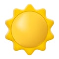 3d glossy sun icon in minimalistic cartoon style. Vector illustration Royalty Free Stock Photo