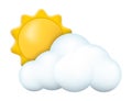 3d glossy sun icon in minimalistic cartoon style. Vector illustration Royalty Free Stock Photo