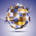 3D glossy violet fractal mirror ball Royalty Free Stock Photo