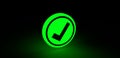 3D glowing green success icon