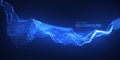3D glowing neon digital wave of particles
