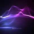 3D glowing neon digital wave of particles Royalty Free Stock Photo