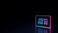 3d glowing neon symbol of symbol of atm sign isolated on black background Royalty Free Stock Photo