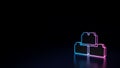 3d glowing neon symbol of symbol of blocks isolated on black background