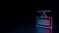 3d glowing neon symbol of symbol of container isolated on black background