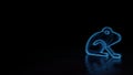 3d glowing wireframe symbol of symbol of frog isolated on black background