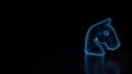 3d glowing wireframe symbol of symbol of horse head isolated on black background Royalty Free Stock Photo