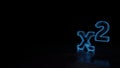 3d glowing wireframe symbol of symbol of superscript isolated on black background