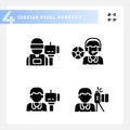 2D glyph style journalism solid black icons set Royalty Free Stock Photo