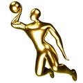 3d gold basketball player figure doing slam dunk Royalty Free Stock Photo