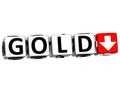 3D Gold Button Block cube text