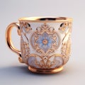 Antique Russian Gold Rose Gold And Blue Coffee Mug 3d Model