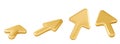 3d gold cursor arrow. Click pointer vector set Royalty Free Stock Photo