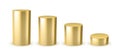 3d gold cylinder design scene stage template. Golden cylinder steel metal pipe