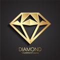 3d gold diamond shape logo Royalty Free Stock Photo