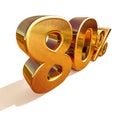 3d Gold 80 Eighty Percent Discount Sign