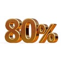 3d Gold 80 Eighty Percent Discount Sign