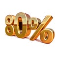 3d Gold 80 Eighty Percent Discount Sign