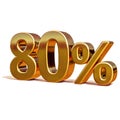 3d Gold 80 Eighty Percent Discount Sign