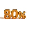 3d Gold 80 Eighty Percent Discount Sign