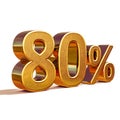 3d Gold 80 Eighty Percent Discount Sign