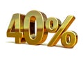 3d Gold 40 Forty Percent Discount Sign