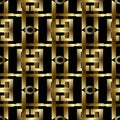 3d gold greek key meanders seamless pattern. Vector geometric st