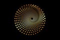 3D gold halftone dots circle, spiral pattern round logo template, vector dotted frame. Golden luxury Gradient color design element
